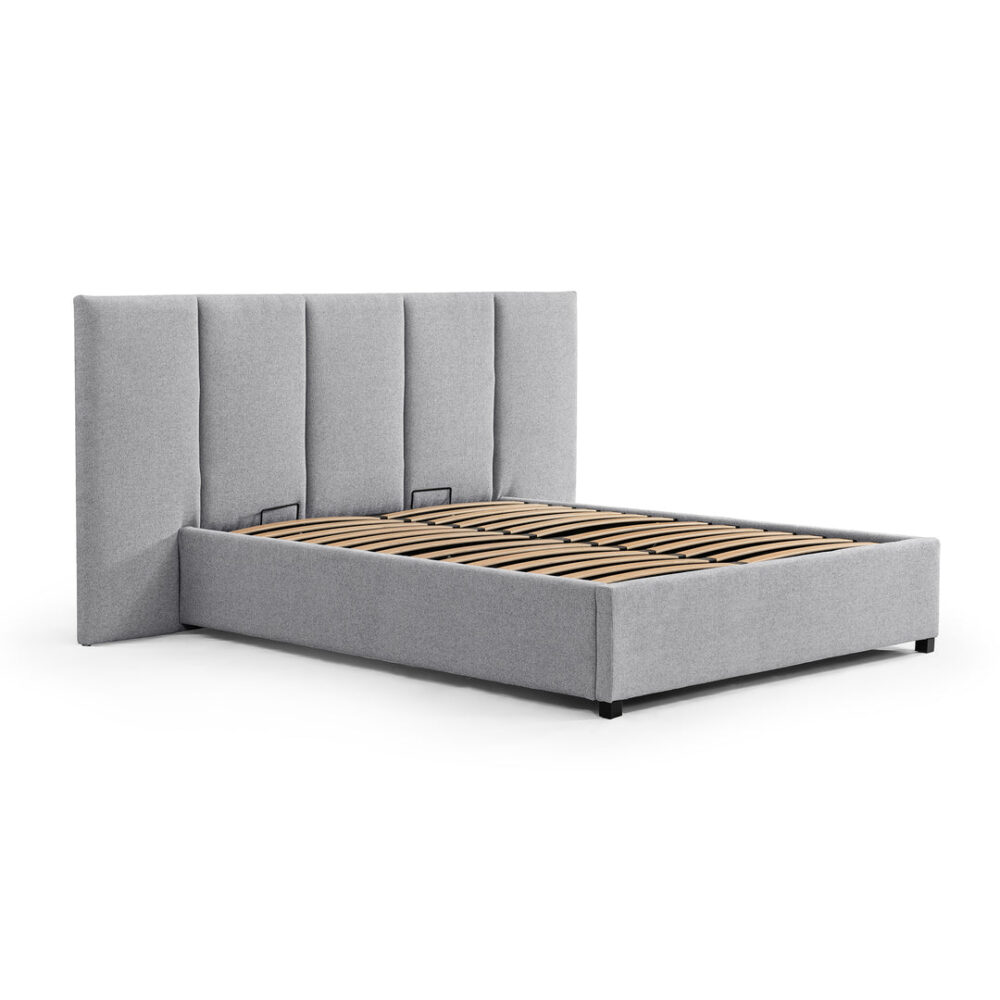 Amado Queen Sized Bed Frame - Spec Grey with Storage - Image 2