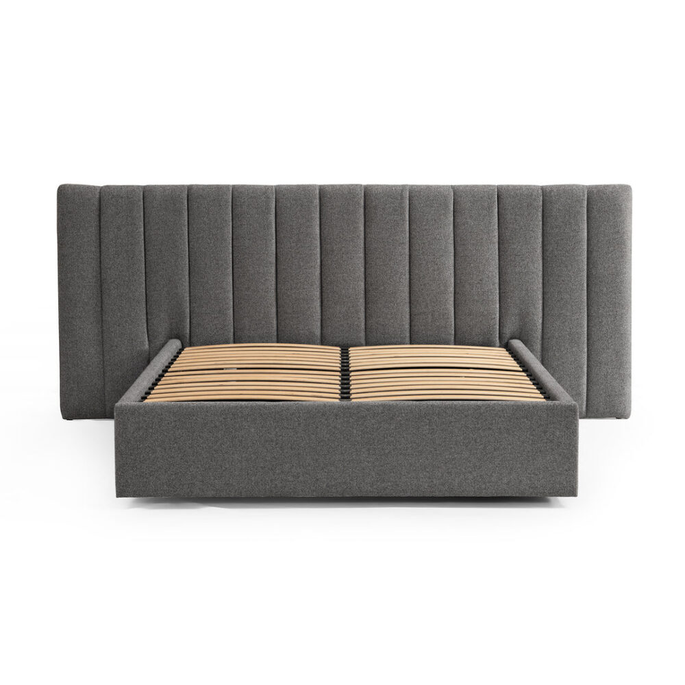 Ralph Wide Base Queen Bed Frame - Spec Charcoal with Storage - Image 3