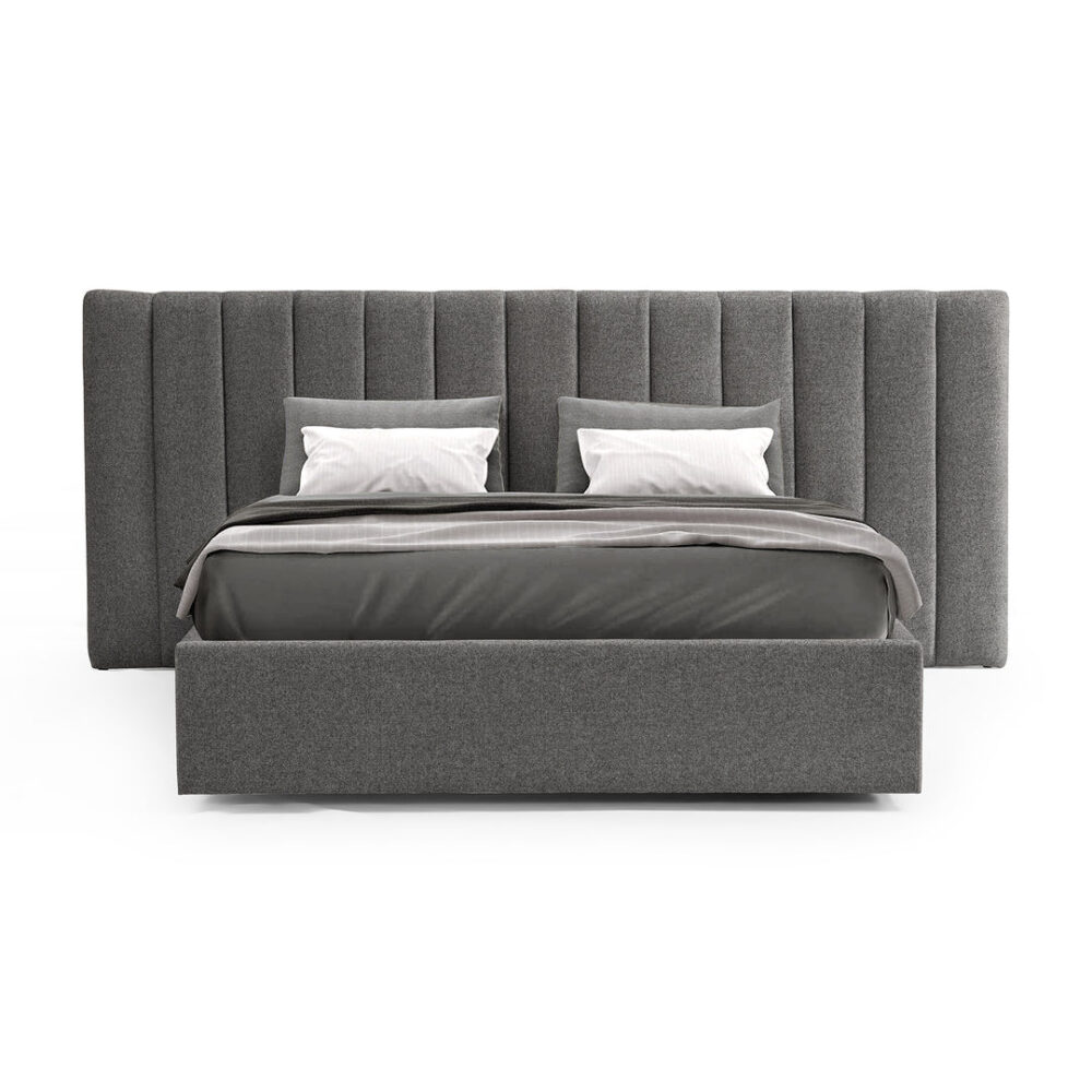 Ralph Wide Base Queen Bed Frame - Spec Charcoal with Storage - Image 4