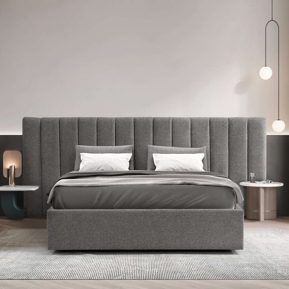 Ralph Wide Base Queen Bed Frame - Spec Charcoal with Storage - Image 6