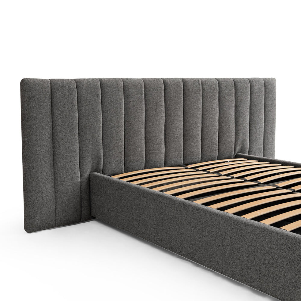 Ralph Wide Base Queen Bed Frame - Spec Charcoal with Storage - Image 7