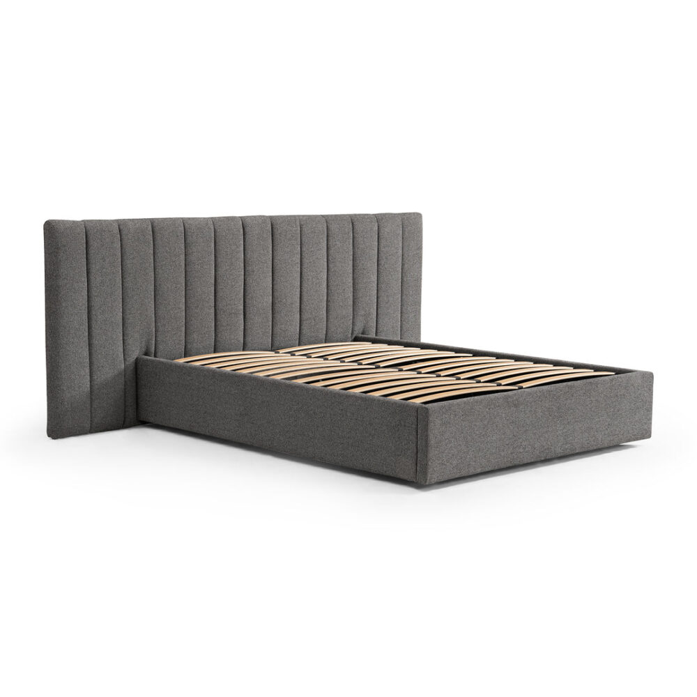 Ralph Wide Base Queen Bed Frame - Spec Charcoal with Storage - Image 2