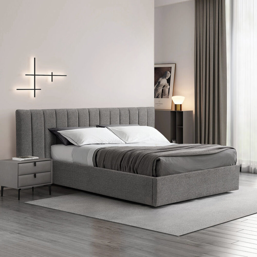 Ralph Wide Base Queen Bed Frame - Spec Charcoal with Storage - Image 5