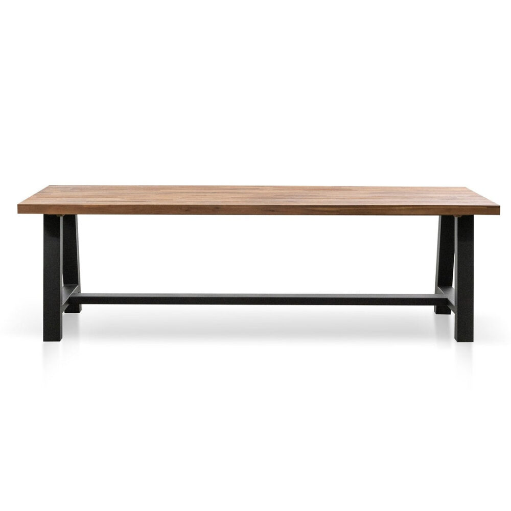 Ellis 2.5m Outdoor Dining Table - Natural Top and Black Base - Image 2