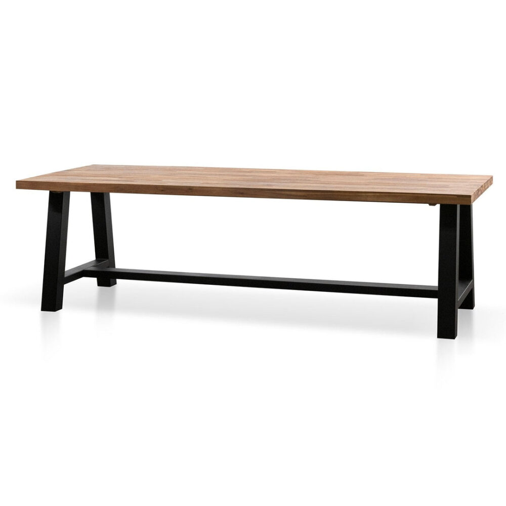 Ellis 2.5m Outdoor Dining Table - Natural Top and Black Base - Image 3