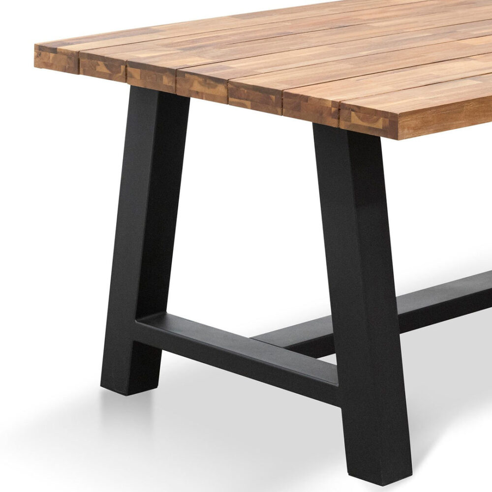 Ellis 2.5m Outdoor Dining Table - Natural Top and Black Base - Image 5