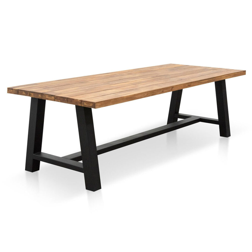 Ellis 2.5m Outdoor Dining Table - Natural Top and Black Base - Image 6