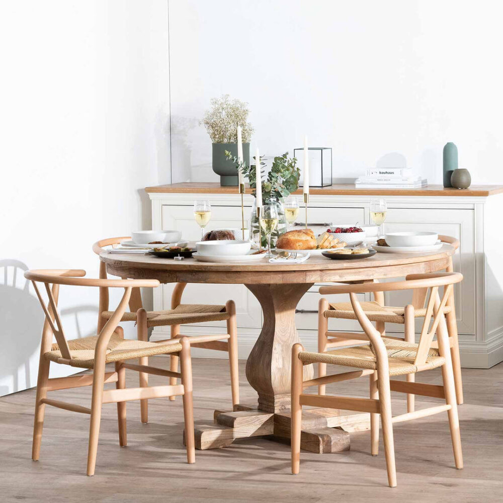 Gene Reclaimed 1.4m Round Dining Table - Rustic Natural - Image 3