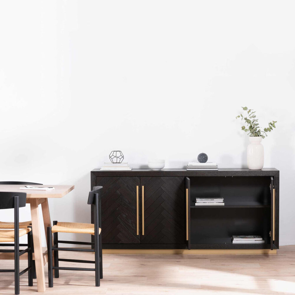 Wilma Wide 180cm Wooden Sideboard - Peppercorn and Brass - Image 3