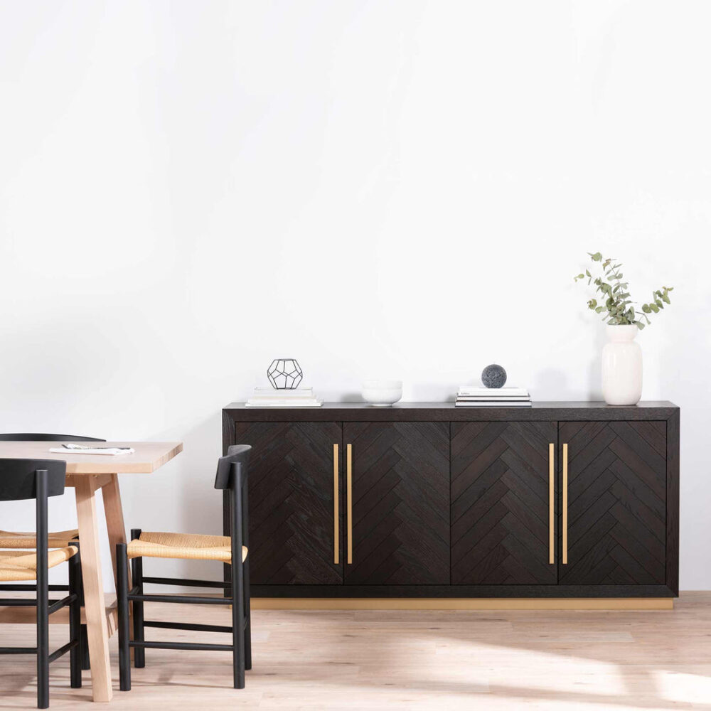 Wilma Wide 180cm Wooden Sideboard - Peppercorn and Brass - Image 2