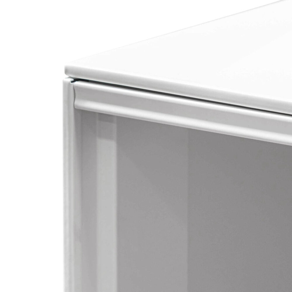 Winford Inter-layered White Storage Cabinet - Grey Doors - Image 6