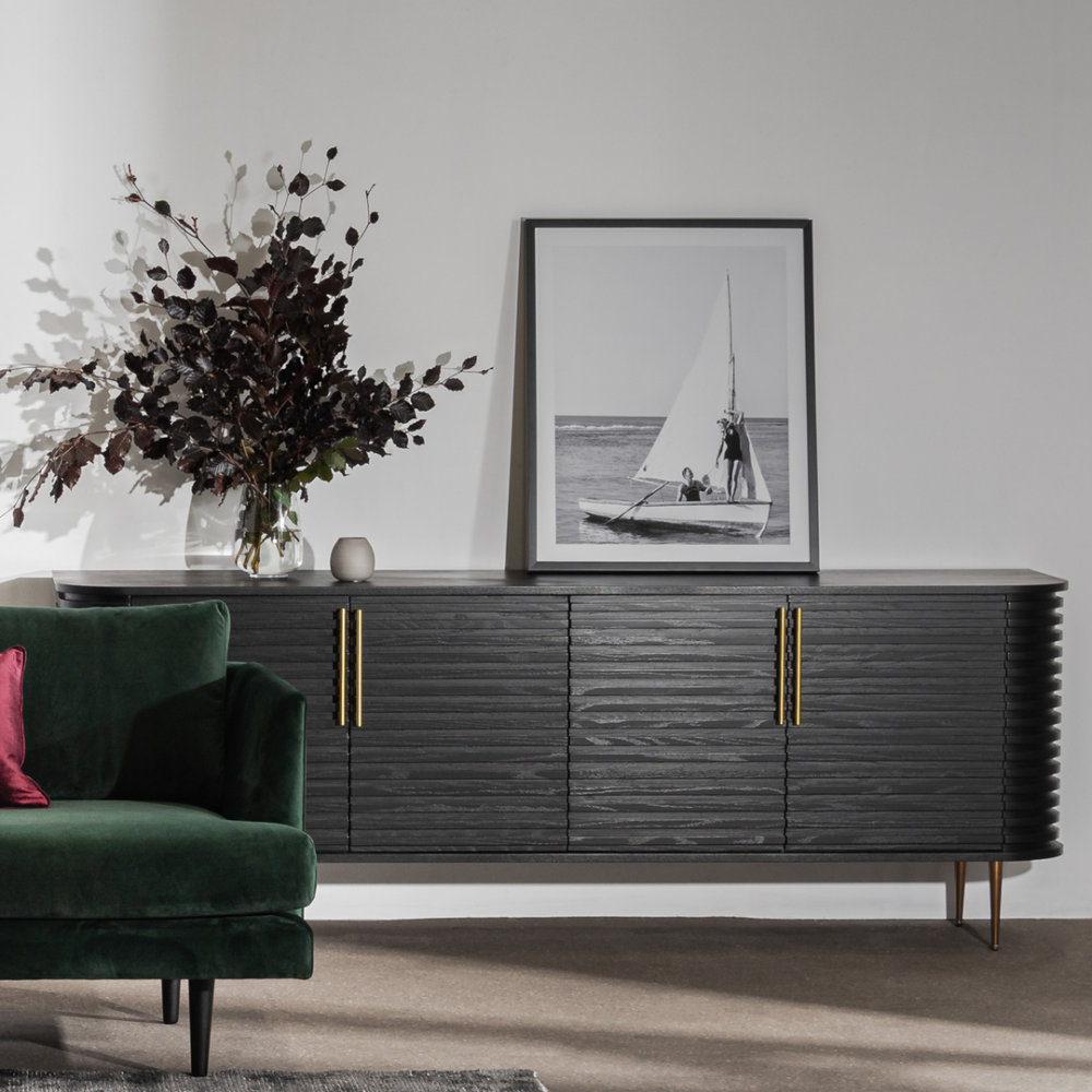 Domenic 2.2m Buffet Unit - Textured Espresso Black - Image 2