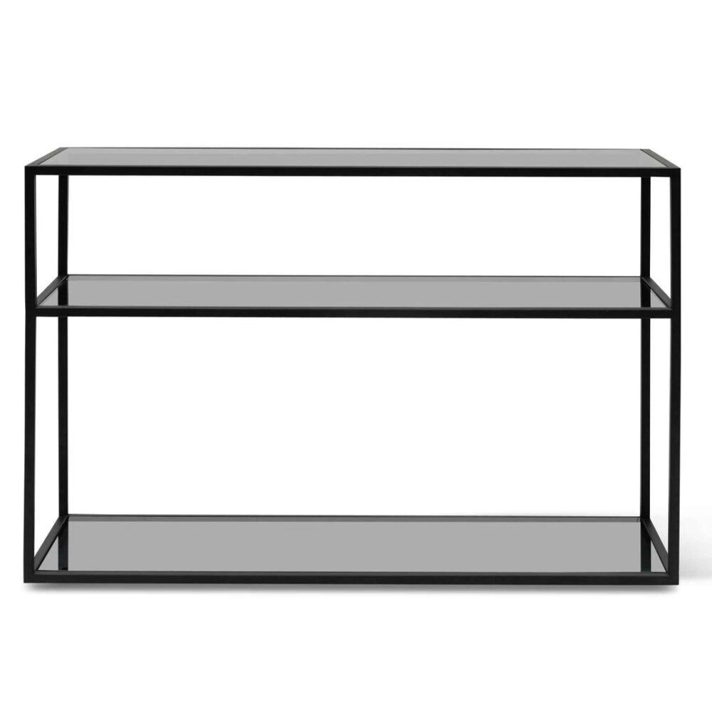 Noel 1.2m Grey Glass Console Table - Black Base - Image 2