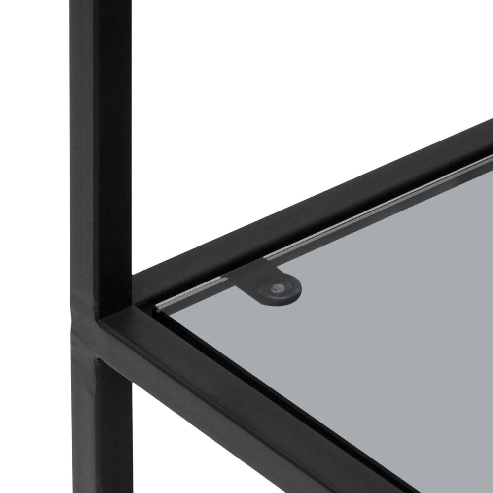 Noel 1.2m Grey Glass Console Table - Black Base - Image 4