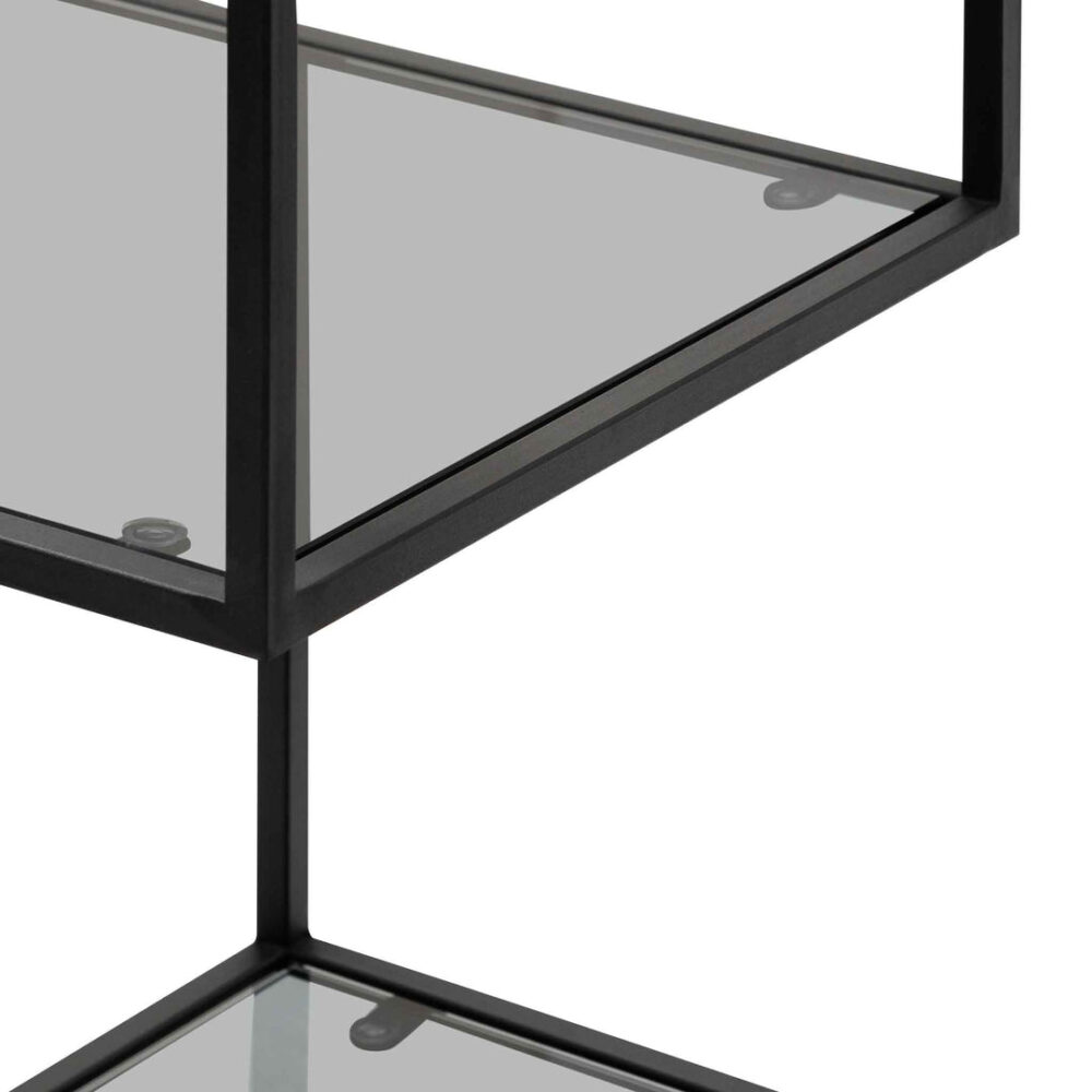 Elle 1.2m Grey Glass Shelving Unit - Black Frame - Image 4