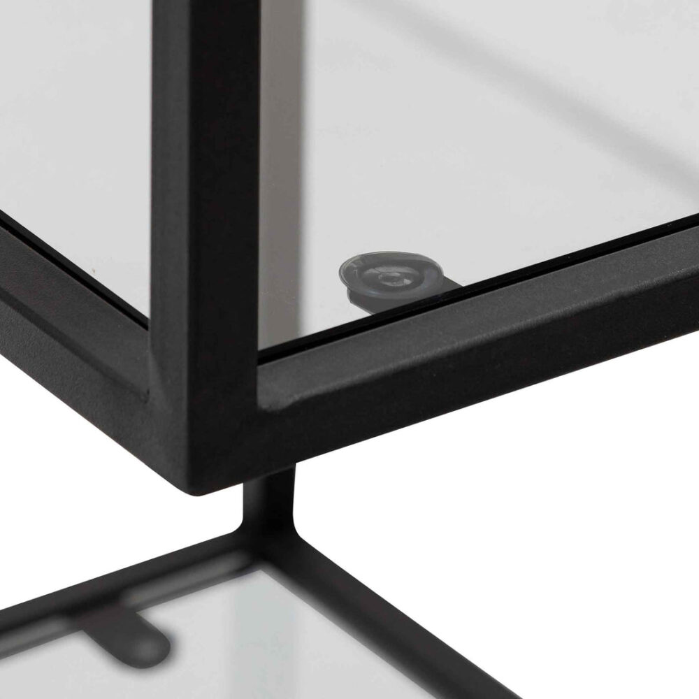 Elle 1.2m Grey Glass Shelving Unit - Black Frame - Image 7