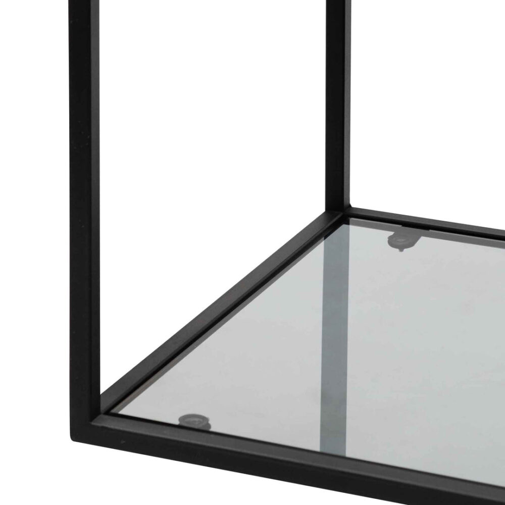 Elle 1.2m Grey Glass Shelving Unit - Black Frame - Image 8