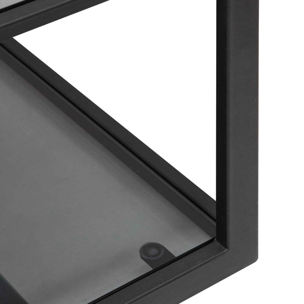 Elle 1.2m Grey Glass Shelving Unit - Black Frame - Image 9