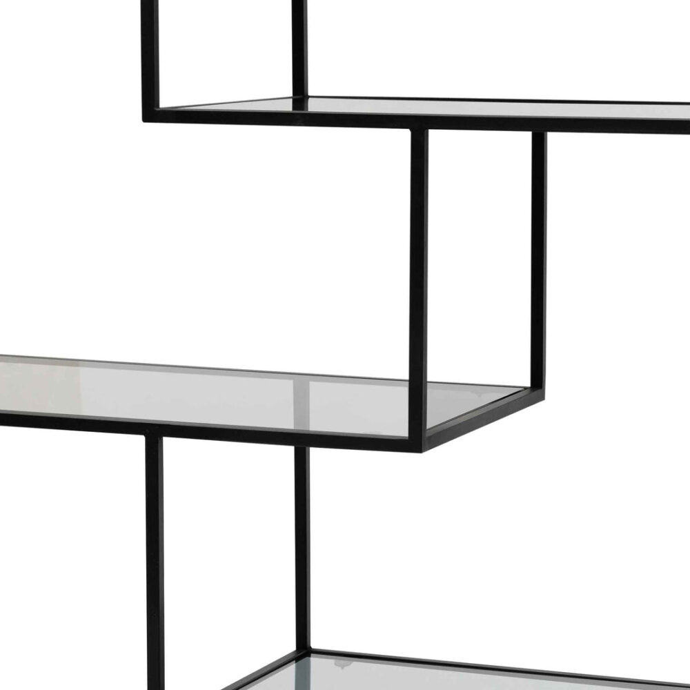 Elle 1.2m Grey Glass Shelving Unit - Black Frame - Image 5