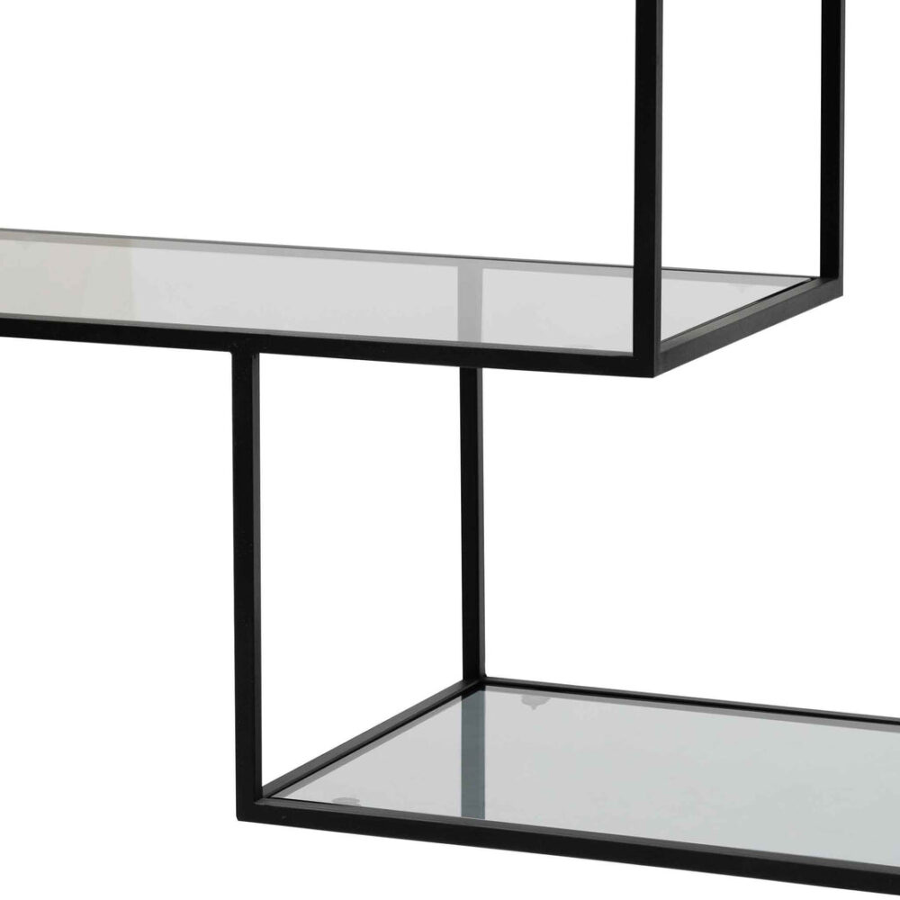 Elle 1.2m Grey Glass Shelving Unit - Black Frame - Image 6