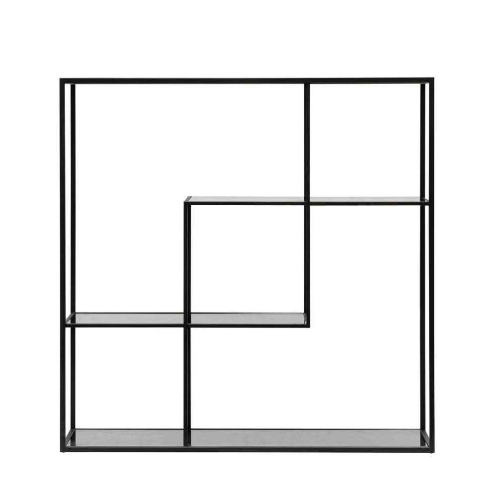 Elle Grey Glass Small Shelving Unit - Black Frame - Image 5
