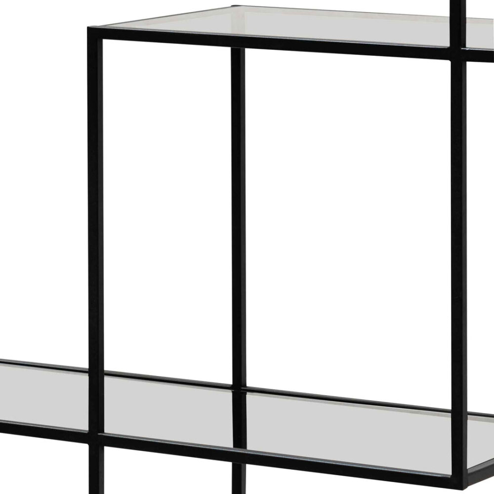 Elle Grey Glass Small Shelving Unit - Black Frame - Image 6