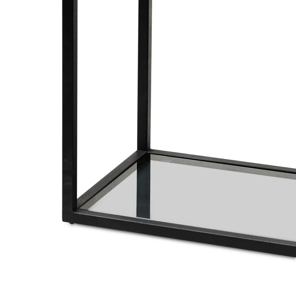 Elle Grey Glass Small Shelving Unit - Black Frame - Image 11