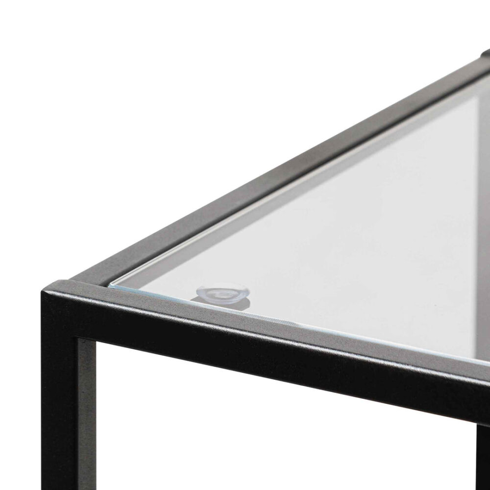 Elle Grey Glass Small Shelving Unit - Black Frame - Image 7