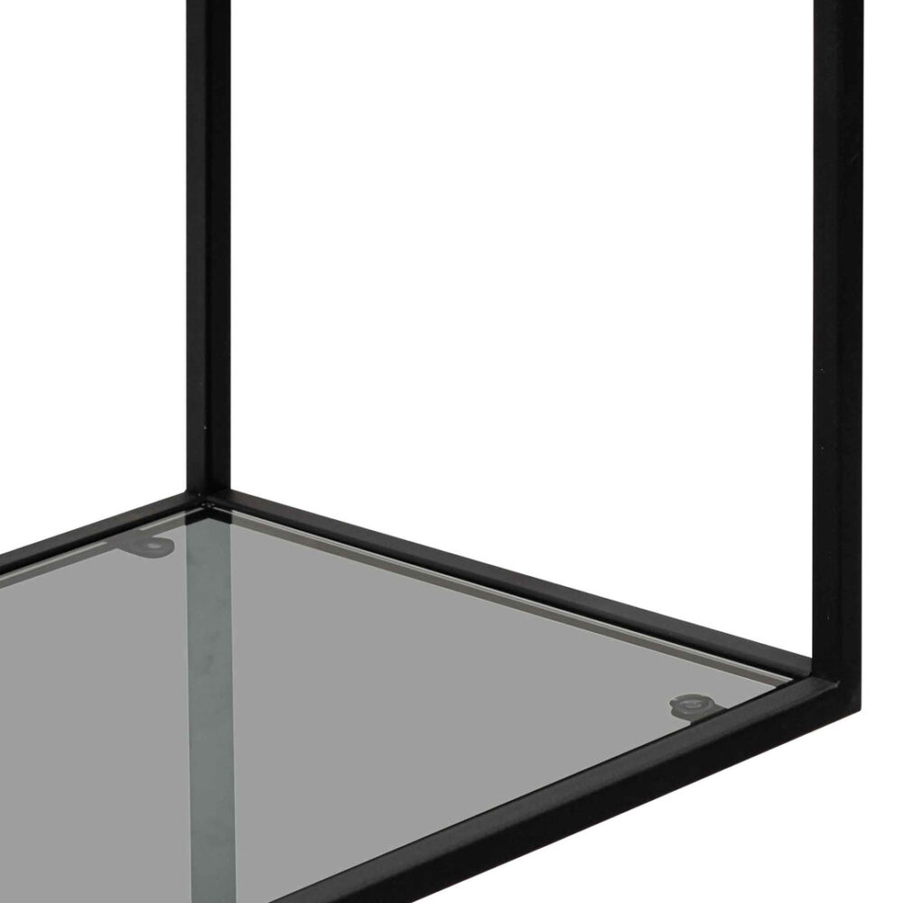 Elle Grey Glass Small Shelving Unit - Black Frame - Image 12