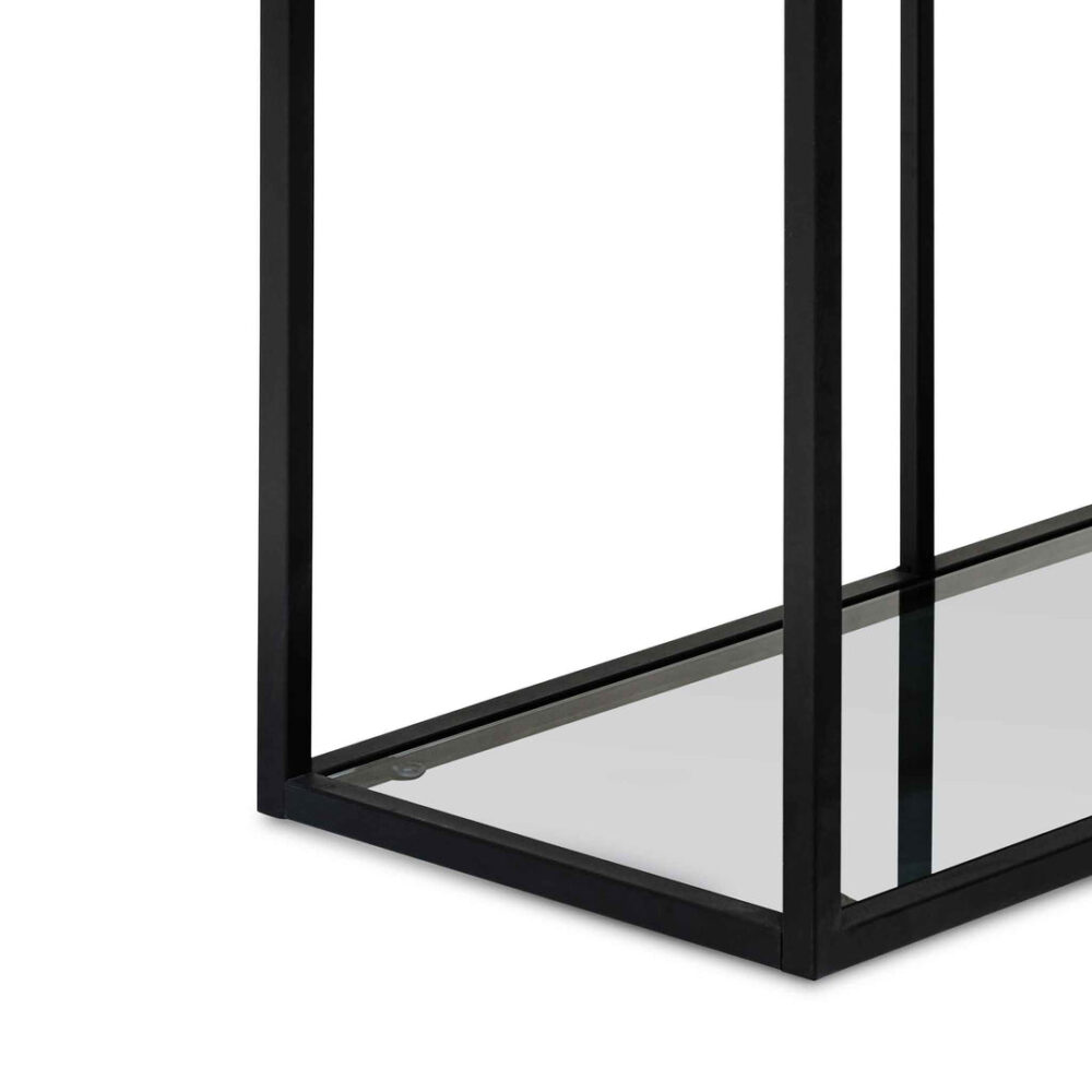 Elle Grey Glass Small Shelving Unit - Black Frame - Image 10