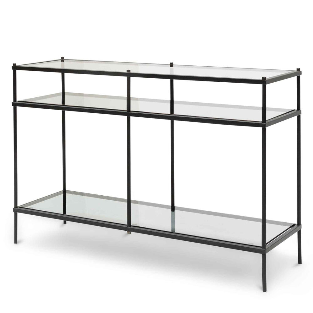 Trevino 1.2m Grey Glass Console Table - Black Base - Image 3