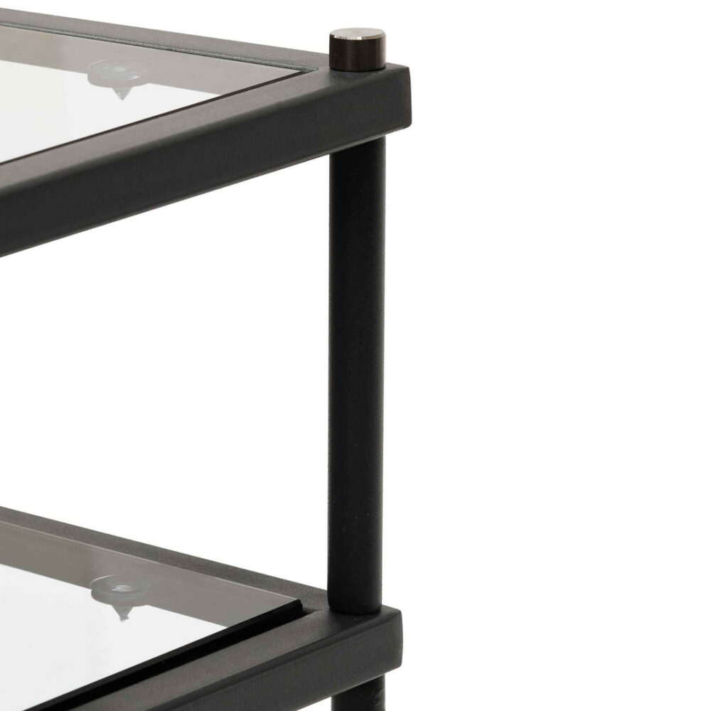 Trevino 1.2m Grey Glass Console Table - Black Base - Image 4