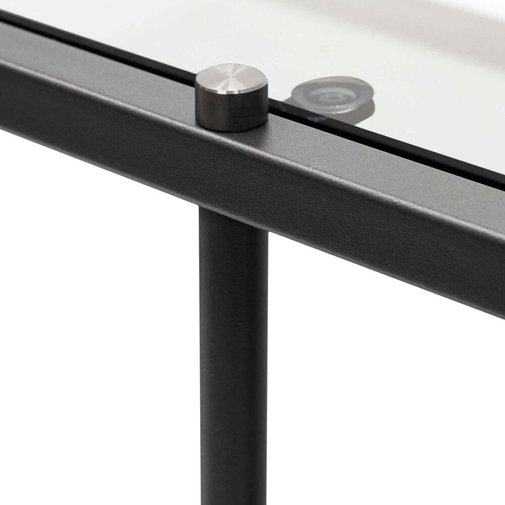 Trevino 1.2m Grey Glass Console Table - Black Base - Image 5
