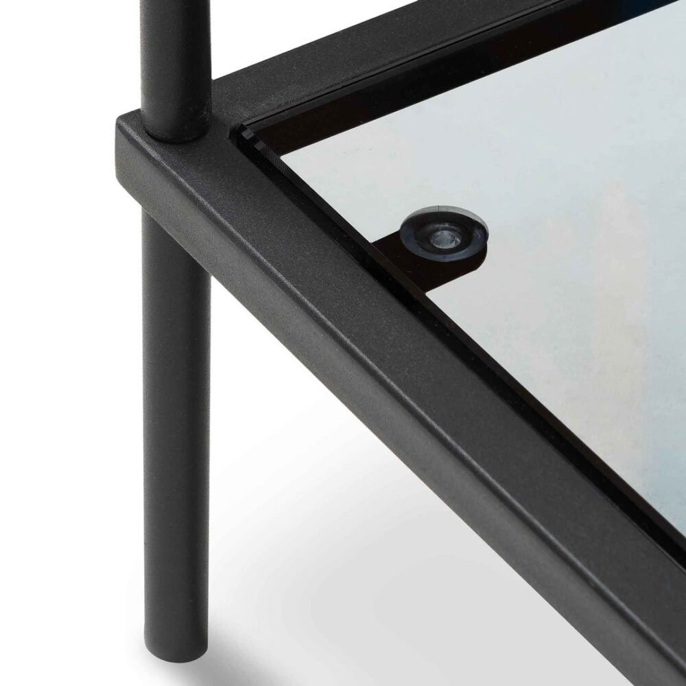 Trevino 1.2m Grey Glass Console Table - Black Base - Image 6