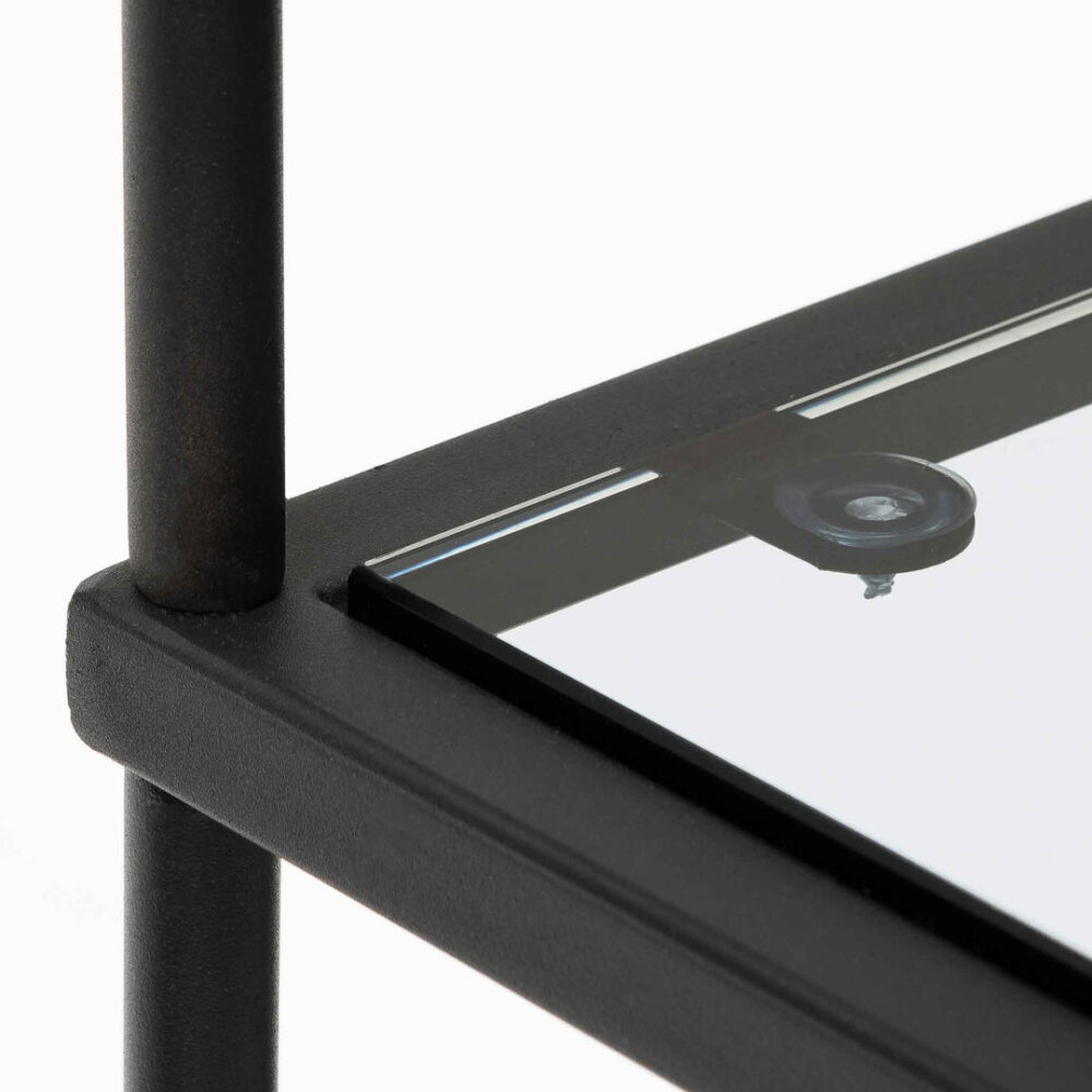 Trevino 1.2m Grey Glass Console Table - Black Base - Image 7