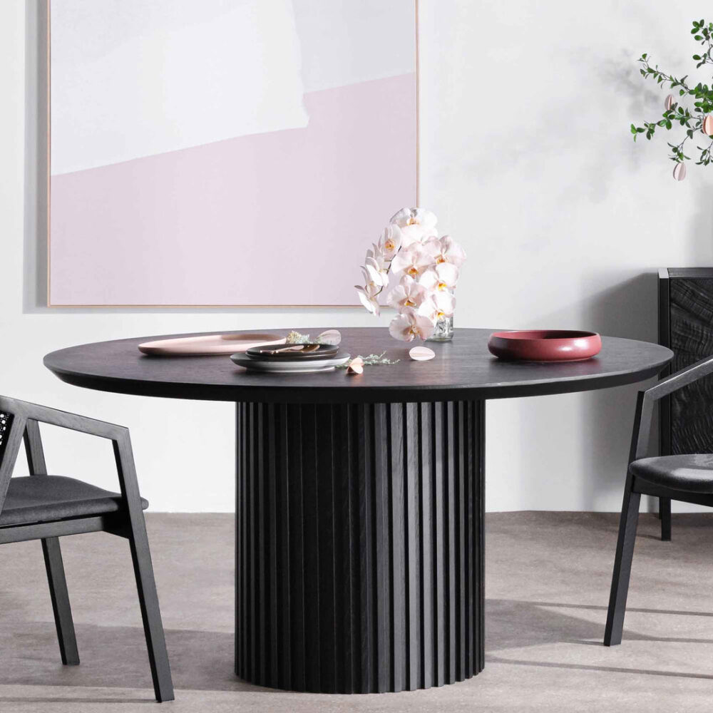 Marty 1.5m Wooden Round Dining Table - Black - Image 2