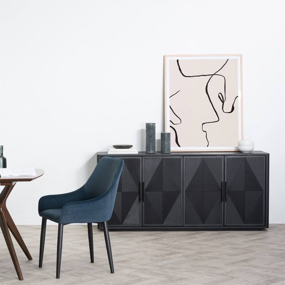 Saanvi 1.72m Wooden Buffet Unit - Full Black - Image 4