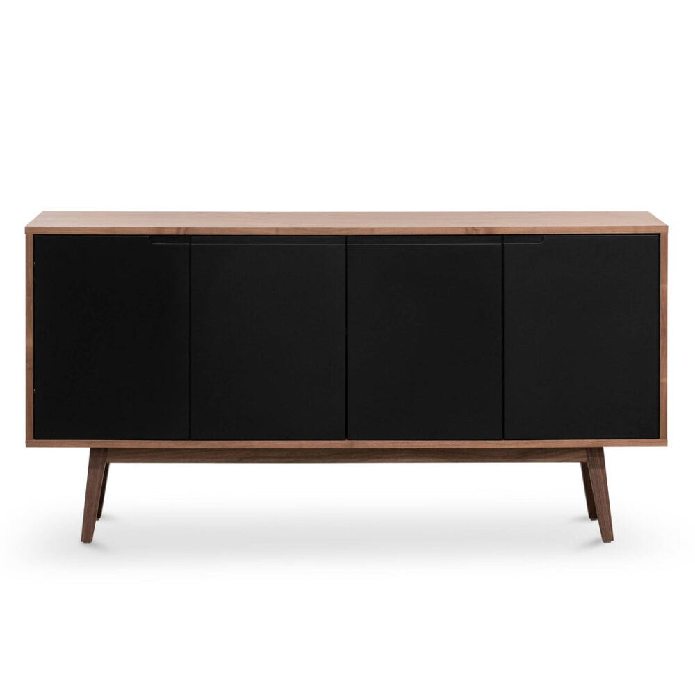 Marc 1.6m Sideboard Buffet Unit - Walnut with Black Doors - Image 2