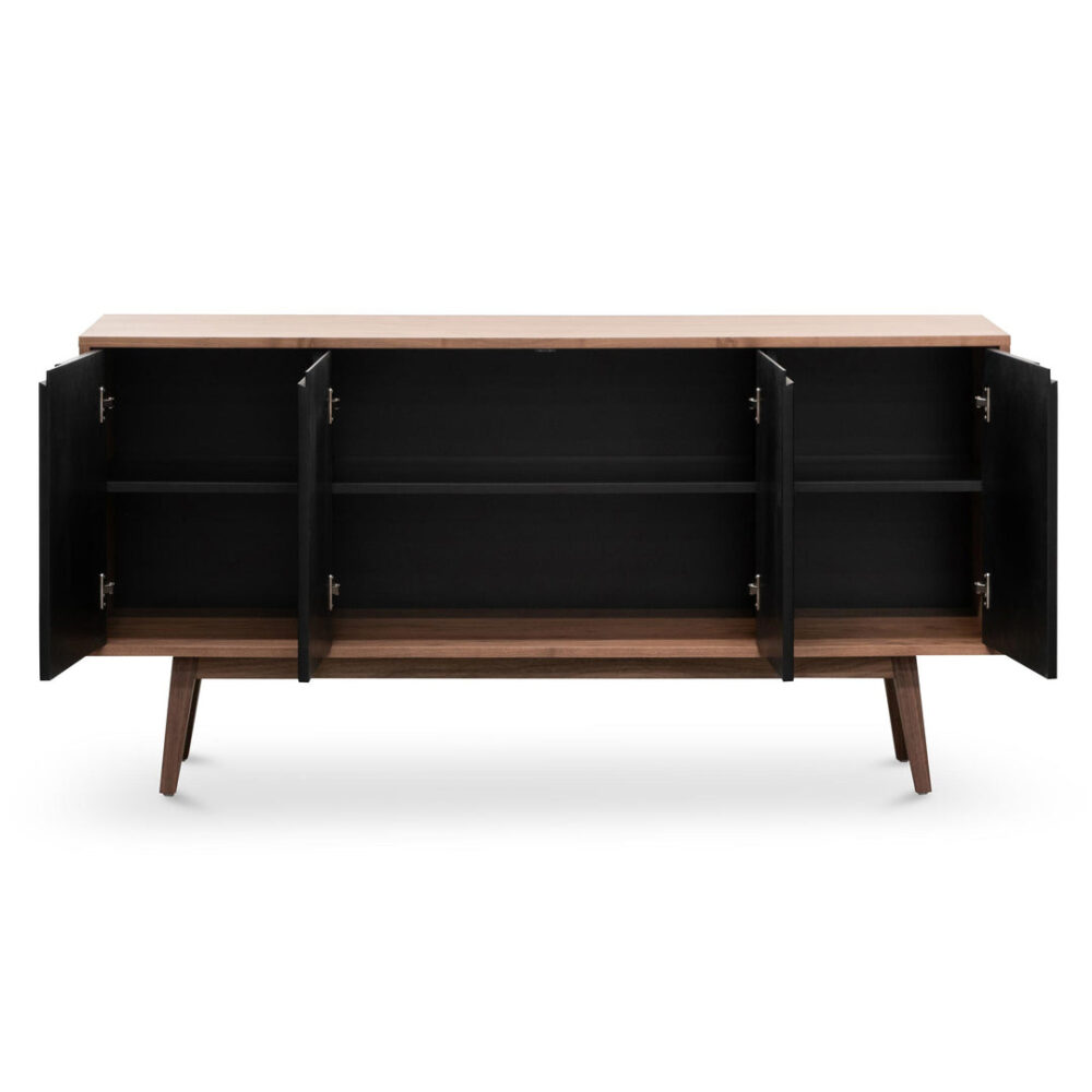 Marc 1.6m Sideboard Buffet Unit - Walnut with Black Doors - Image 3