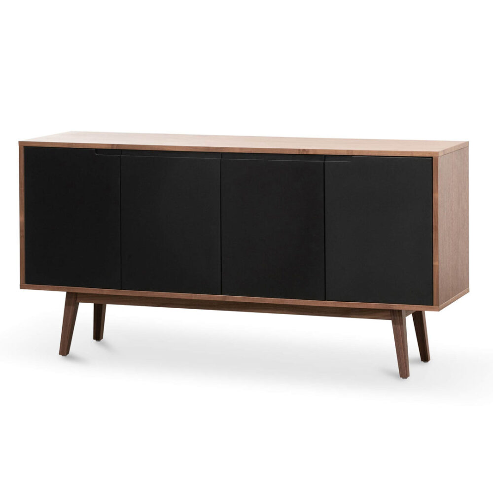 Marc 1.6m Sideboard Buffet Unit - Walnut with Black Doors