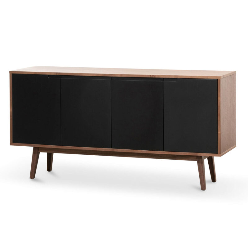 Marc 1.6m Sideboard Buffet Unit - Walnut with Black Doors