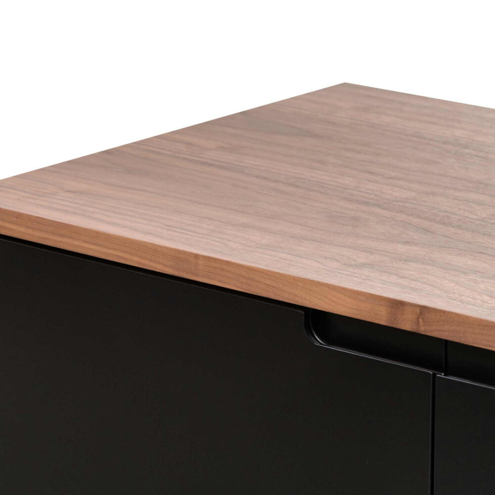 Marc 1.6m Sideboard Buffet Unit - Walnut with Black Doors - Image 8