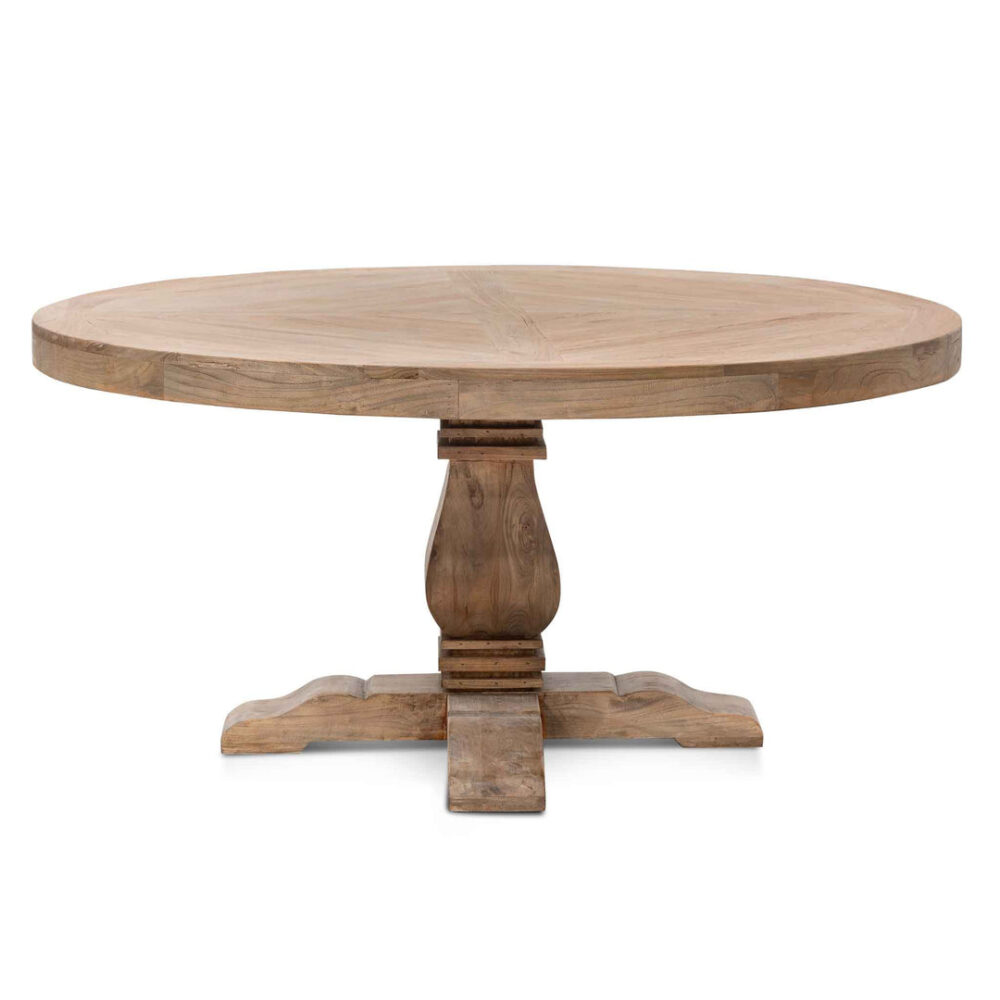 Kara Reclaimed 1.6m Round Dining Table - Natural Top and Natural Base - Image 2
