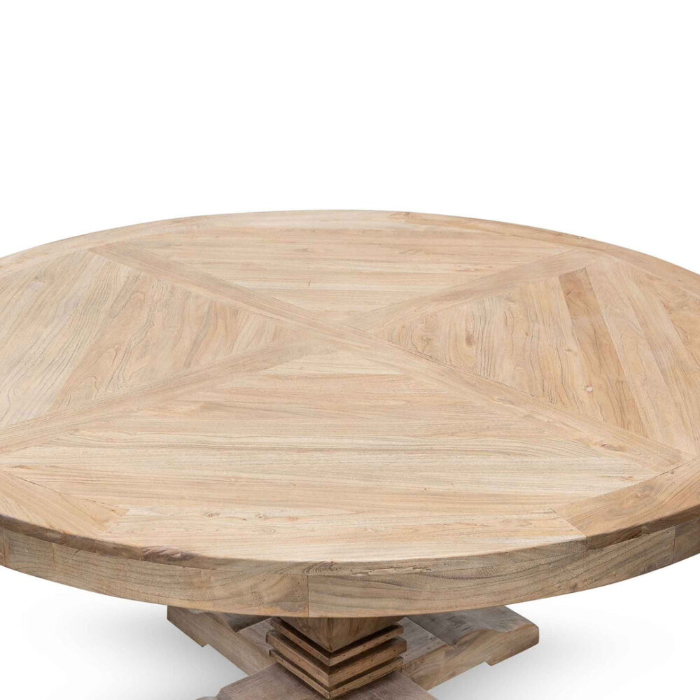 Kara Reclaimed 1.6m Round Dining Table - Natural Top and Natural Base - Image 4