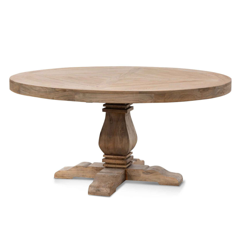 Kara Reclaimed 1.6m Round Dining Table - Natural Top and Natural Base - Image 3