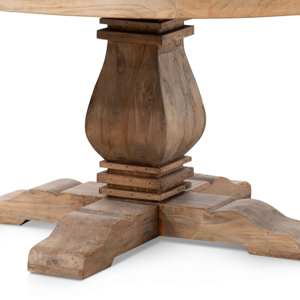Kara Reclaimed 1.6m Round Dining Table - Natural Top and Natural Base - Image 9