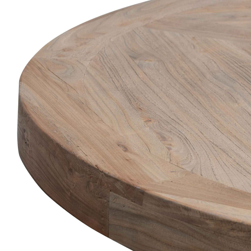 Kara Reclaimed 1.6m Round Dining Table - Natural Top and Natural Base - Image 7
