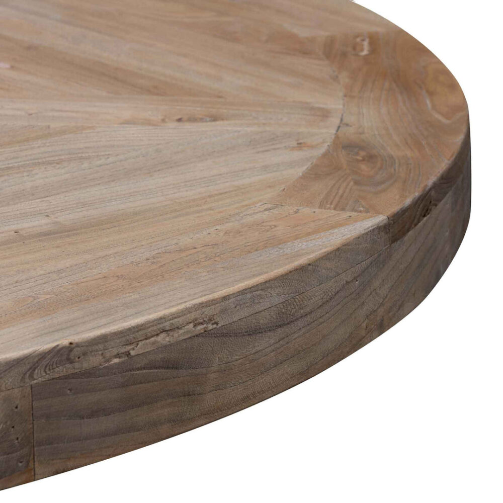 Kara Reclaimed 1.6m Round Dining Table - Natural Top and Natural Base - Image 8