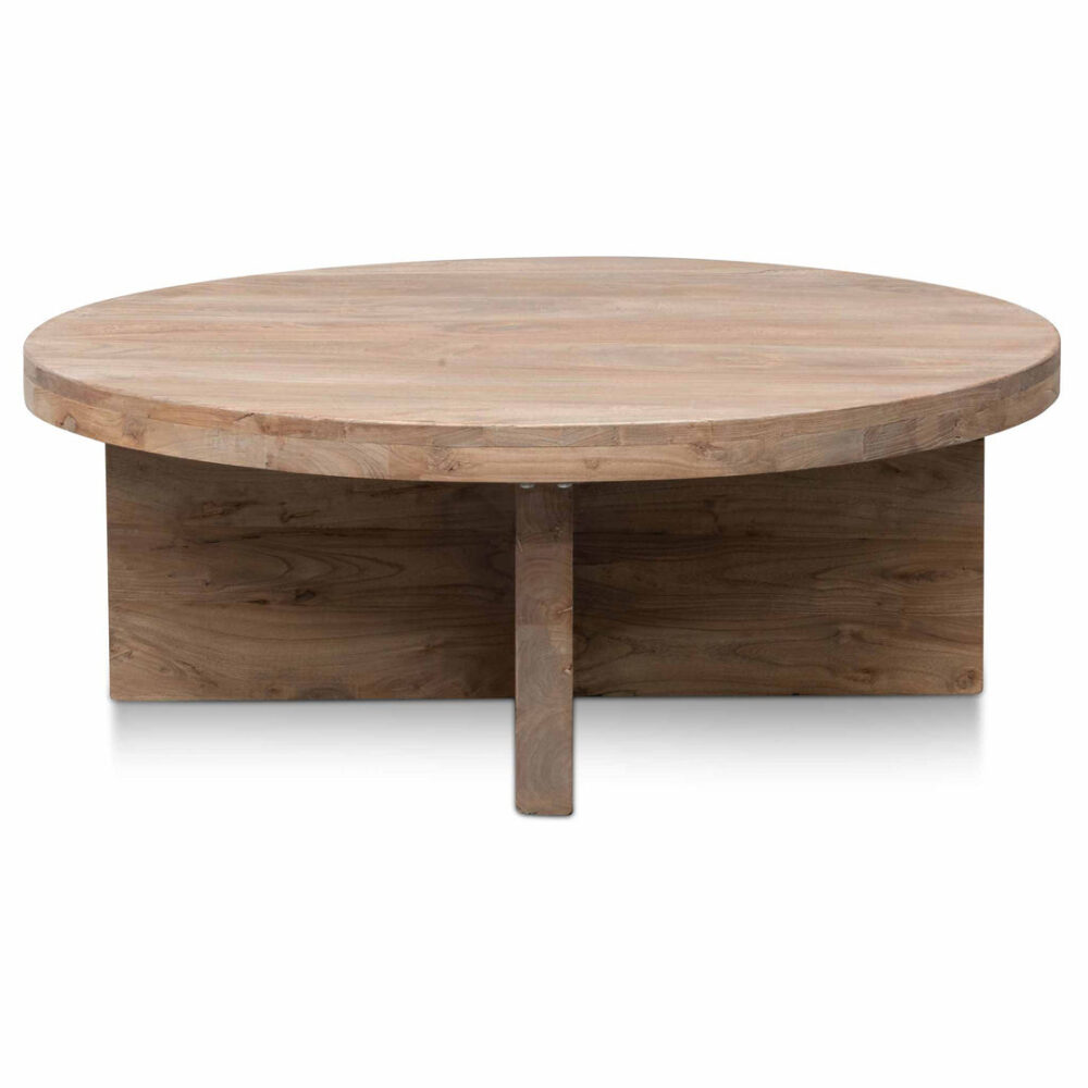 Ramona 100cm Round Coffee Table - Natural - Thick Base - Image 2