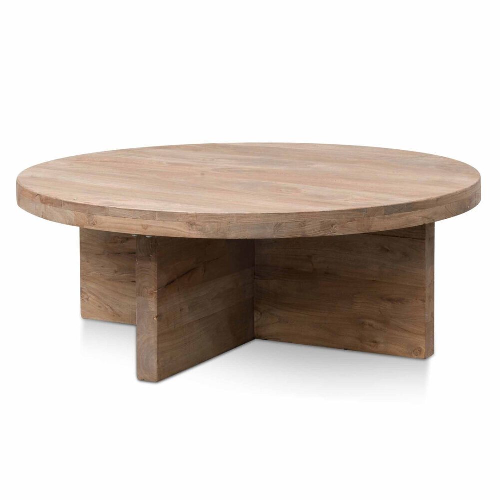 Ramona 100cm Round Coffee Table - Natural - Thick Base - Image 3